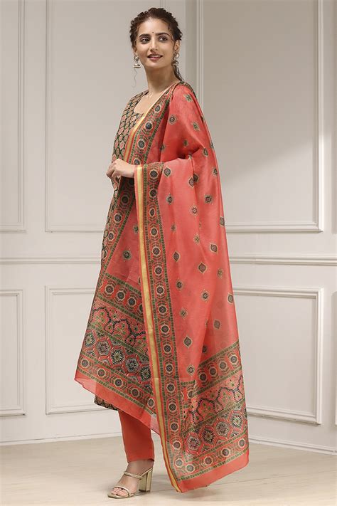 Buy Black Viscose Rayon Digital Print Unstitched Suit Set Online at ...