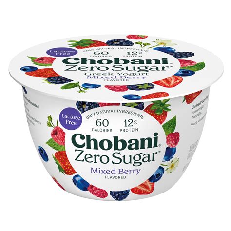 Chobani Zero Sugar Non-Fat Greek Yogurt Mixed Berry 5.3 oz Cup ...