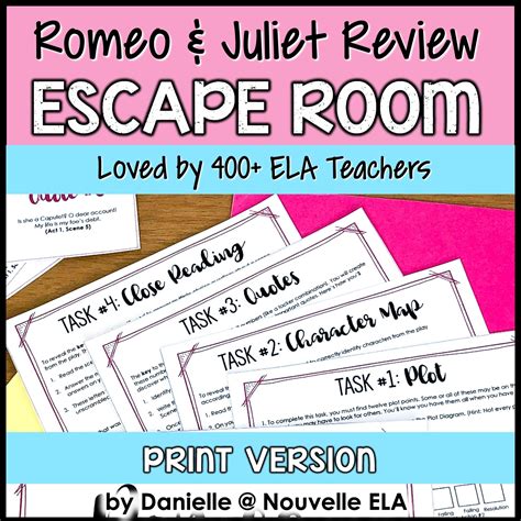 Romeo and Juliet Review - Memorable Escape Room (paper) - Nouvelle ELA ...