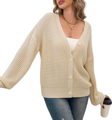 SOMER Women's Cardigan Sweater Button Long-Sleeved Thick Cardigan ...