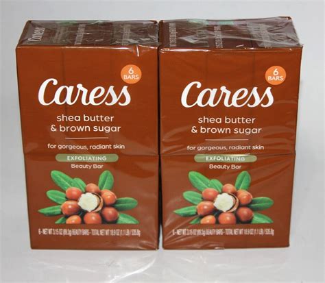 (12) CARESS SHEA BUTTER & BROWN SUGAR BAR SOAP EXFOLIATING BEAUTY BARS ...