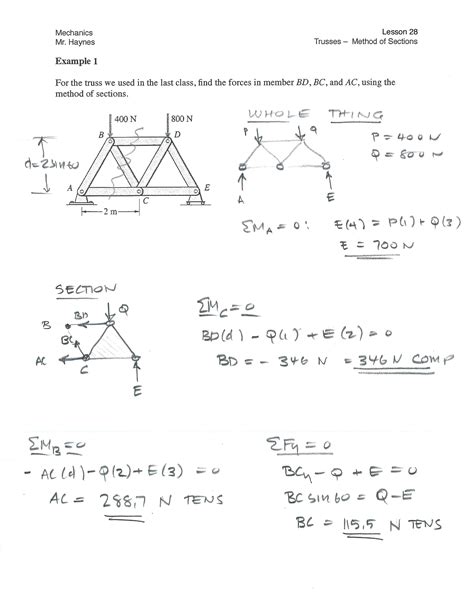 Method of Sections · Mechanics