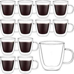 Buy Eccliy Double Wall Insulated Glasses Espresso Cups Set of 12, 5 oz ...