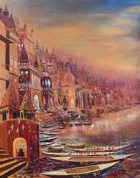 Varanasi Ghat Painting – Acrylic On Canvas | SKAC