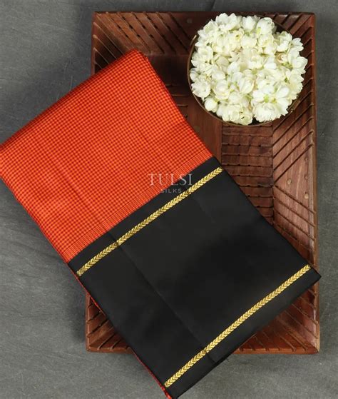 Buy Rust and Red Handwoven Kanjivaram Silk Saree T448167