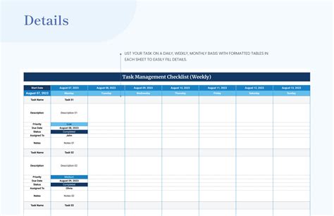 Free Task Management Checklist Template - Download in Excel, Google ...