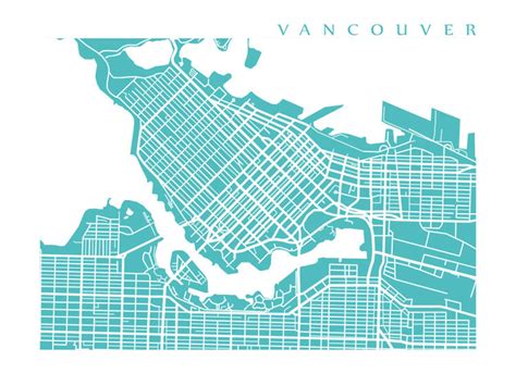 Downtown Vancouver Map Poster Print BC Canada - Etsy