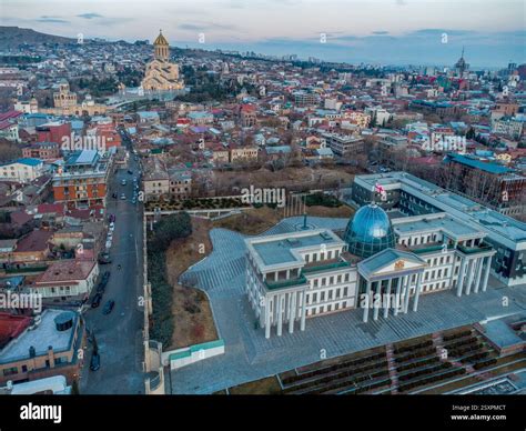 Aerial view on President Palace (now without President) in Tbilisi and ...