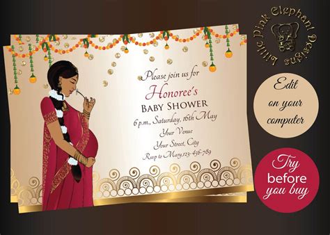 Buy Valaikappu Invitation as Seemantham Invitation, Sreemantham ...