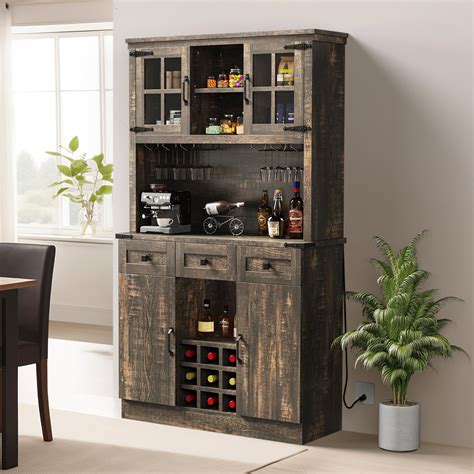 Dwvo 72 Kitchen Pantry Storage Cabinet With Lights Microwave Stand ...