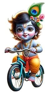 Krishna Sticker Bicycle Riding Baby Krishna for kids Room Living Room ...