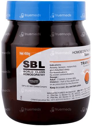 Sbl Tranquil Tablet 450 Gm - Uses, Side Effects, Dosage, Price | Truemeds