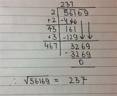 find the square root using division method of 56169 - Brainly.in