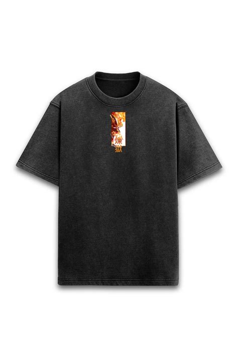 Kyōjurō Rengoku - Black Acid Wash Oversized T-Shirt – DSCVRD
