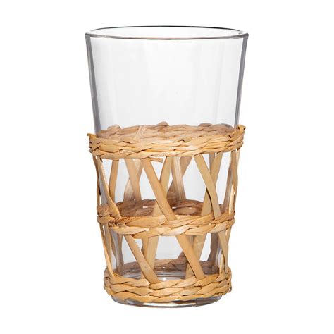 Hiball Glass with Rattan Decoration, 15.7 oz