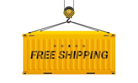 Port crane lift cargo containers with free shipping words | Free Vector