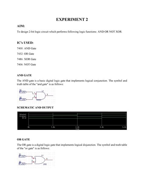 Exp2 - Exp2 - EXPERIMENT 2 AIM: To design 2-bit logic circuit which ...