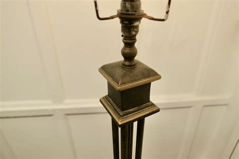 Iron and Brass Column Floor Lamp, Standard Lamp For Sale at 1stDibs