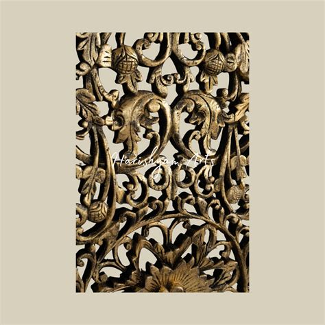 14" Antique Gilded Gold Wood Wall Sculpture for Vertical Display