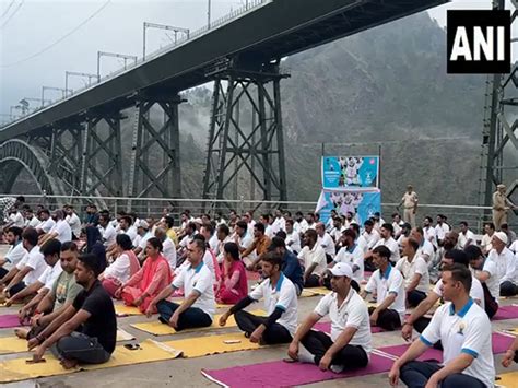 J-K: Yoga session held at Chenab Rail Bridge, world's highest railway ...