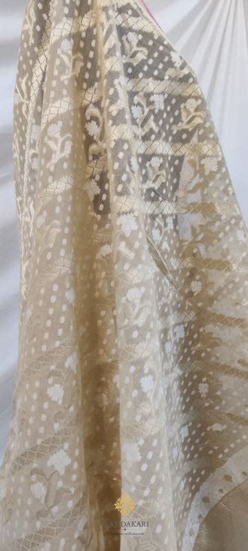 Cream Banarasi Cotton Jamdani Handloom Saree – Kasidakari Banaras