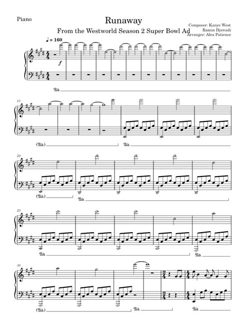 Runaway - Kanye West Sheet Music for Piano (Solo) | MuseScore.com