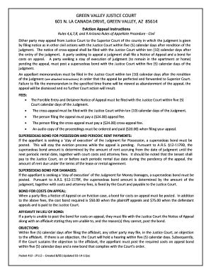 Fillable Online Forcible entry and detainer appeal instructions - Pima ...