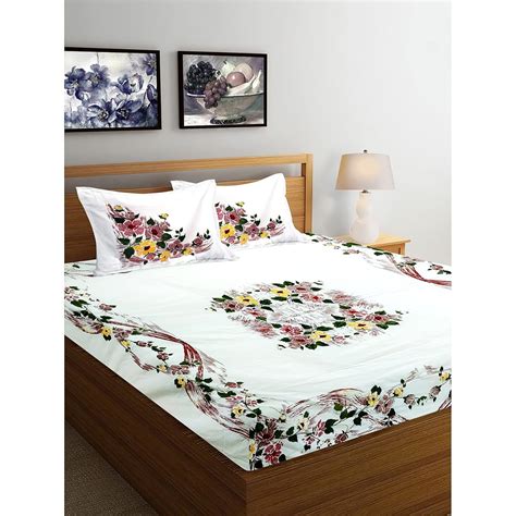 Buy COT PRINTS Cotton 200 TC Striped Double Bedsheet with 2 Pillow ...