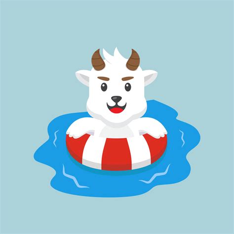 Cute Goat Swimming Summer Cartoon 2852173 Vector Art at Vecteezy