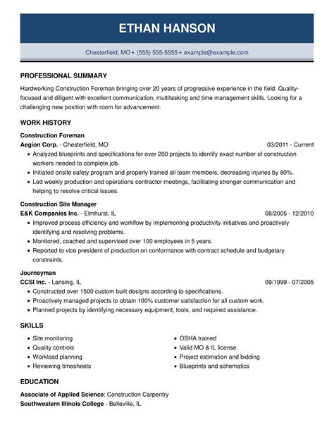 Template For Construction Resume at Edward Criss blog