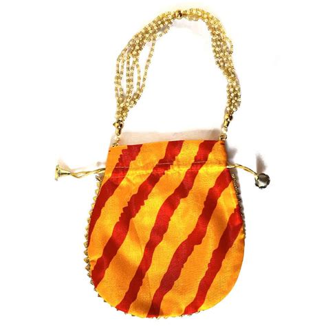 Rajasthani Style Yellow Lehariya Potli Pouch For Wedding Favors ...