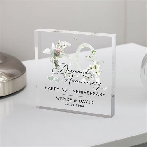 Personalised 60th Diamond Anniversary Gift Plaque – From Willow