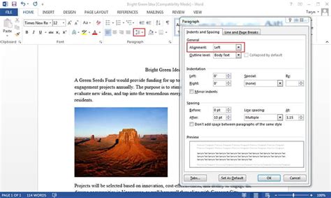 Alignment in Word