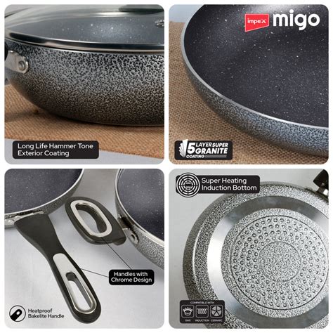 IMPEX Migo Nonstick Granite 6 Pcs Festival Gift Set MFKT(6), 5 Layer S ...