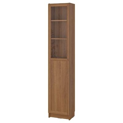 BILLY / OXBERG bookcase with panel/glass door, brown walnut effect ...