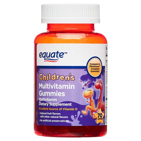 Equate Kids Multivitamin Gummies for General Health, Natural Fruit, 70 ...
