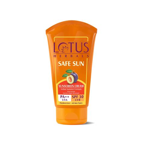 Lotus Herbals Safe Sun Sunscreen Cream PA++ SPF-30 - Indian Summer For ...