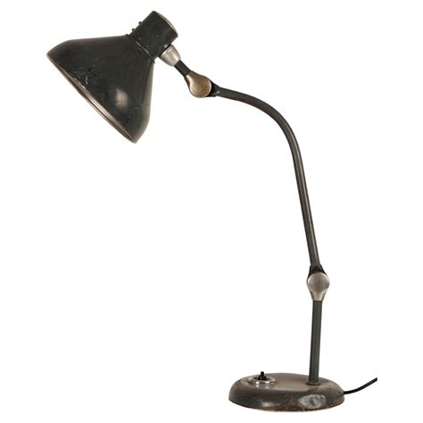 Vintage Industrial Pair of Adjustable Desk Lamps with Shades at 1stDibs
