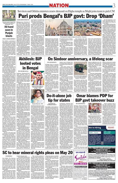 Telegraph India Epaper - Calcutta Edition, Thursday, 07 May, 2026 ...