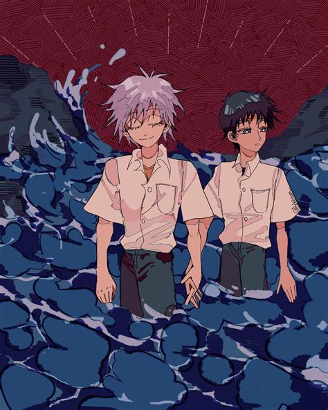 Devotion. Kaworu and Shinji fanart by me : r/evangelion