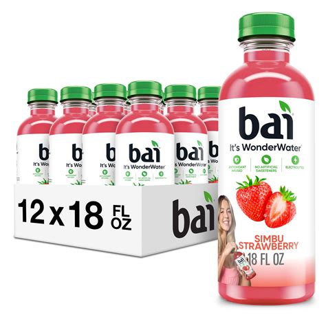 Bai Antioxidant Infused Water Beverage, Simbu Strawberry, 18 Fluid ...