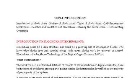 BCT UNIT 1 - Introduction to Blockchain Technology and CAP Theorem ...