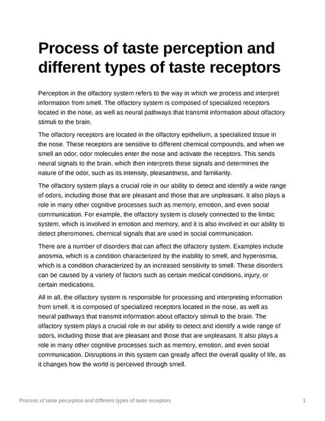 Taste Perception Experiment 的图像结果