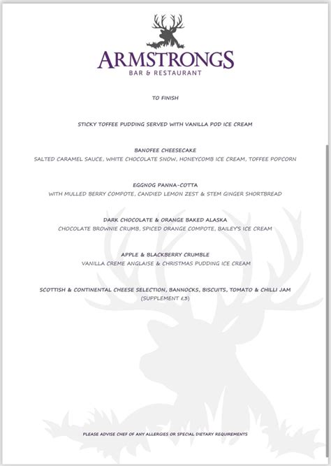 Our Sample Menus » Armstrongs Restaurant