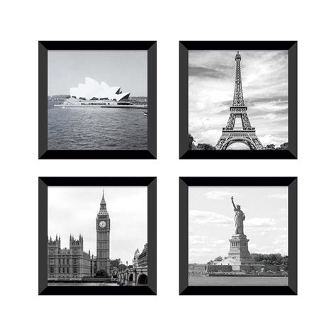 PAPER PLANE DESIGN Black and white wall art featuring iconic landmarks ...