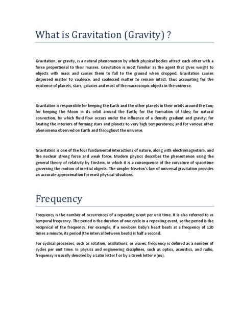 Definition of Gravity and Its Motion | PDF | Frequency | Gravity