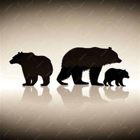 Premium Photo | Set of Bears Silhouettes on a white background