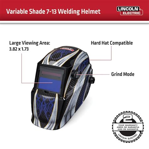 Lincoln Electric Auto Darkening Variable Shade Blue Welding Helmet ...