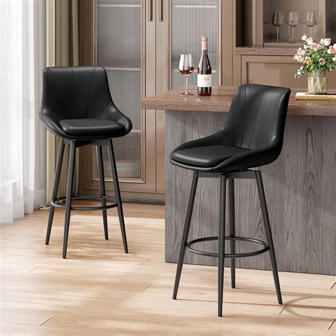YaFiti Swivel Bar Stools with Back Sets of 4, 26 Counter Height Bar ...