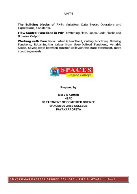 UNIT 1-PHP - UNIT-I The Building blocks of PHP: Variables, Data Types ...
